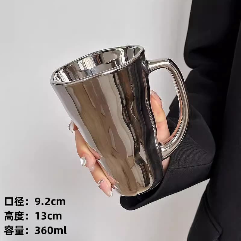 TEMU Creative Laser With Handle, Niche Design, Home-use Mug, Stylish And Attractive Milk Coffee Cup