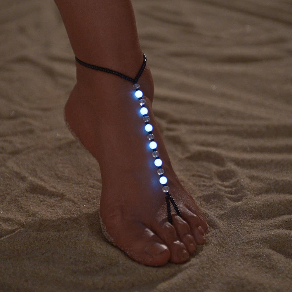 TEMU Boho-chic -the-dark Beaded Anklet For Women - Colorful Resin Toe Ring Ankle Bracelet, Ideal For Beach Vacations & Festive Celebrations
