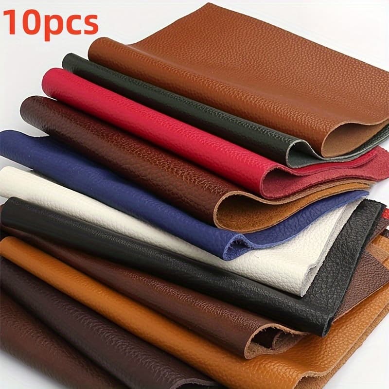 TEMU 10pcs Of High-quality Mixed-color Cowhide Waste Smooth, Textured Diy Crafts For Artistic Creation And Leather Products| Multifunctional Materials|