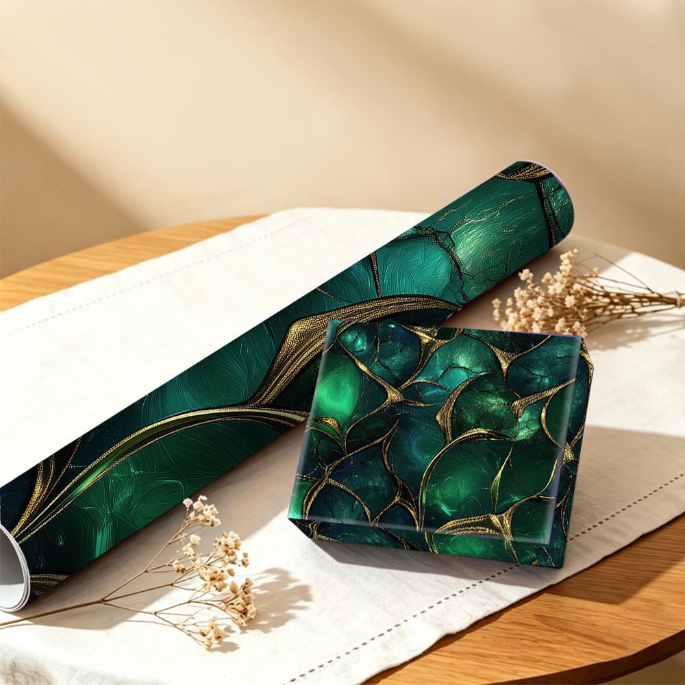 TEMU 1roll, 2d 19.69x118.11in Luxury Emerald Green Texture Wrapping Paper, Ideal For Birthday Gift Boxes, Bridesmaid Gifts, Holiday Gift Wrapping, Scrapbooking Materials, Gift Bag, Desktop
