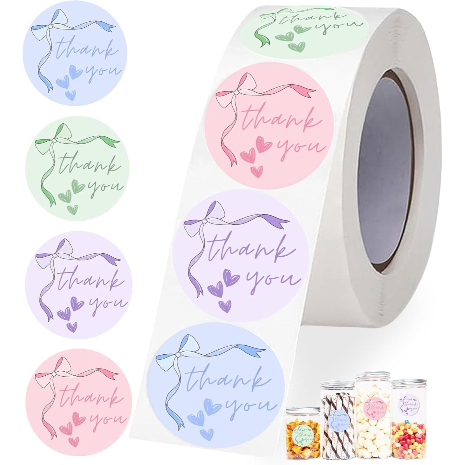 TEMU 500pcs Thank You Self-adhesive Stickers, 1 Inch Cute Bow Stickers, For Small Business Envelope Seals Gift Wraps Party Wedding Birthday Gift Diy Decor, 4 Designs