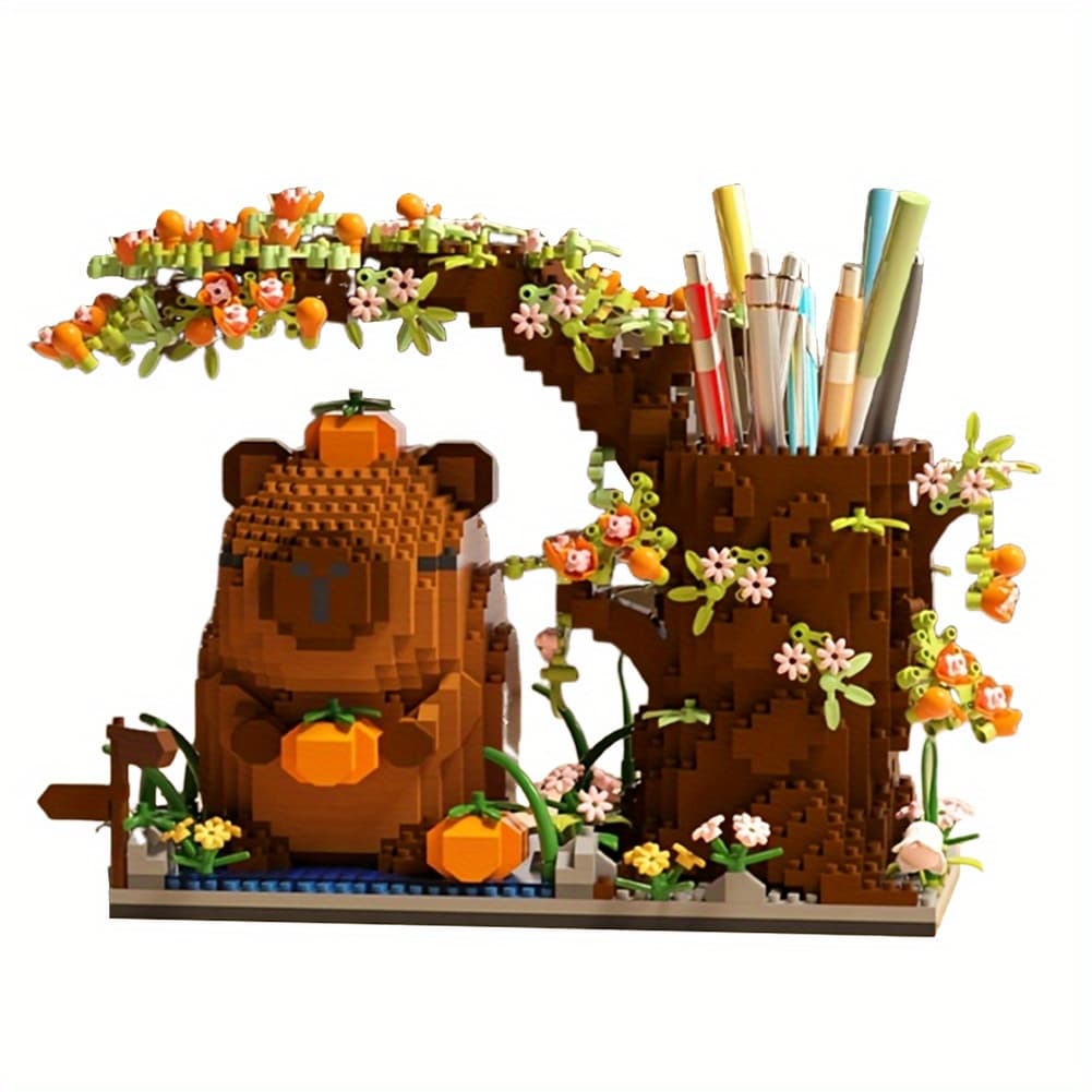 TEMU 1880pcs Capybara Building Block Pen Holder Micro Building Block Capybara Figures Toys Animal Theme Desktop Decoration For Office Supplies Cosmetics & Handicrafts Birthday Gift