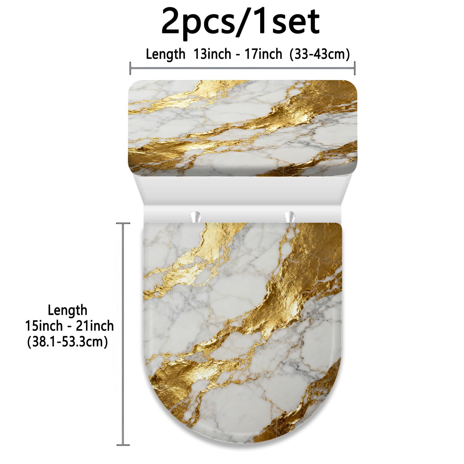 TEMU 2pcs Golden Textured Pattern Printed Toilet Lid Tank Cover Cloth Set, 2d Flat Universal Bathroom Decorative Toilet Cloth Cover, Toilet Lid Cover, All-scene Applicable