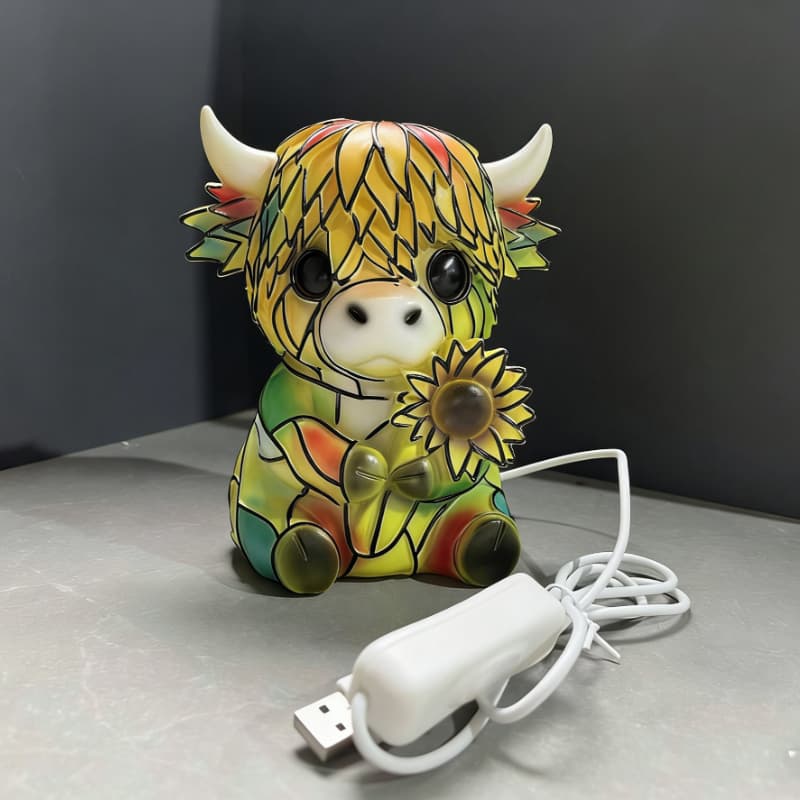TEMU Adorable Highland Cow With Sunflowers Night Light, Featuring A Warm And Design, Ideal For Home Decor, Glowing Cow Figurine, Perfect For Use As A Bedside Lamp Or Desk Ornament, An Present
