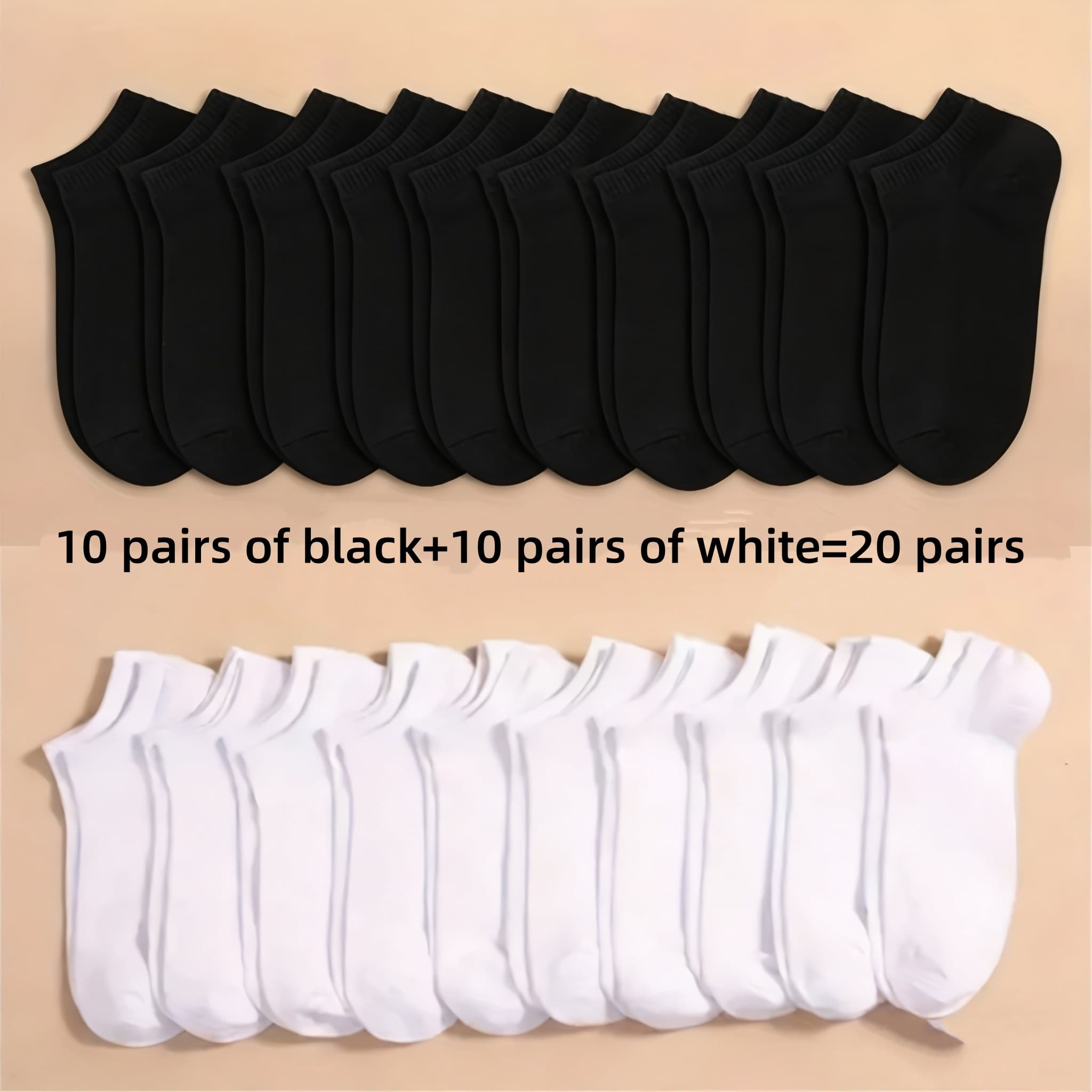 TEMU 20 Pairs Of Soft, Breathable, And Stylish Black And White Socks, Perfect For Outdoor Activities And Casual Wear