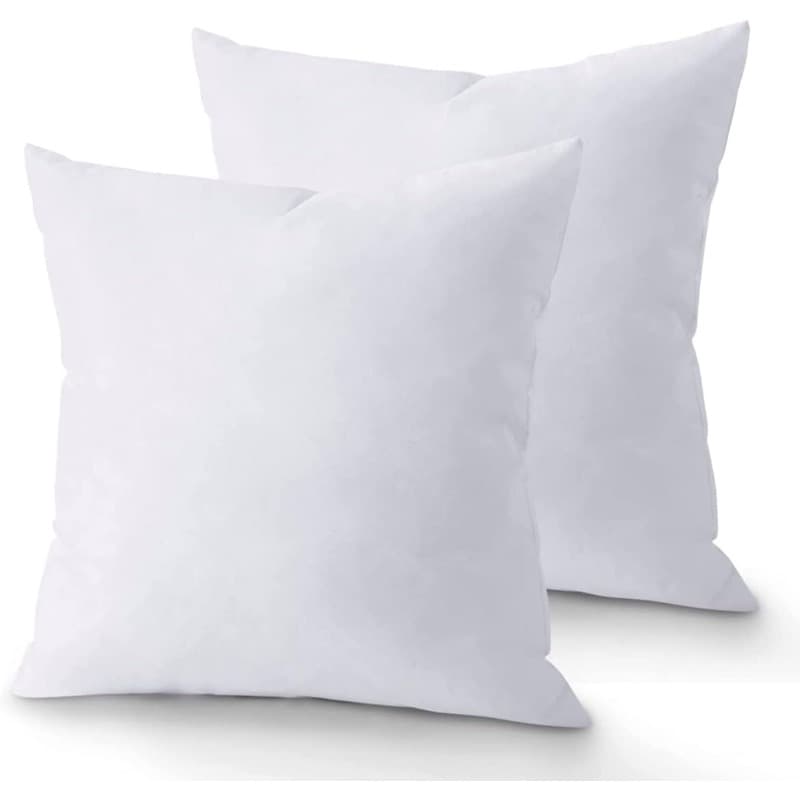 TEMU Set Of 2 Hypoallergenic Fluffy White Throw Pillow Inserts - 20x20 & 18x18 Fillers, Soft Polyester Suitable For Sofa, Bed, Couch - - Neutral Decor, Hand Wash Only (cover Not Included)