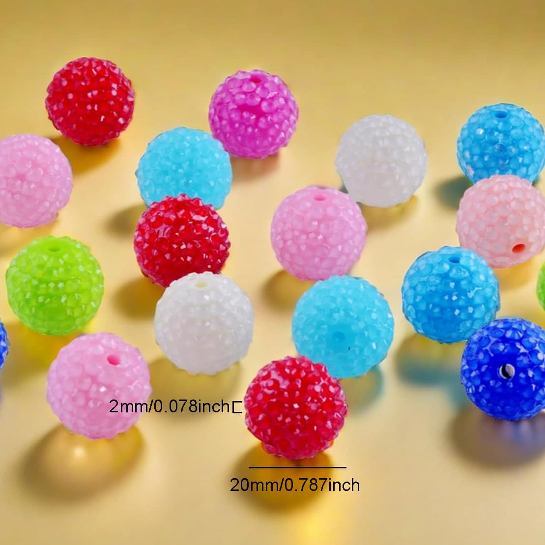 TEMU 20pcs 20mm Jelly Color Acrylic Beads - Large Round Crystal Beads For Diy Pens, Keychains & Crafts