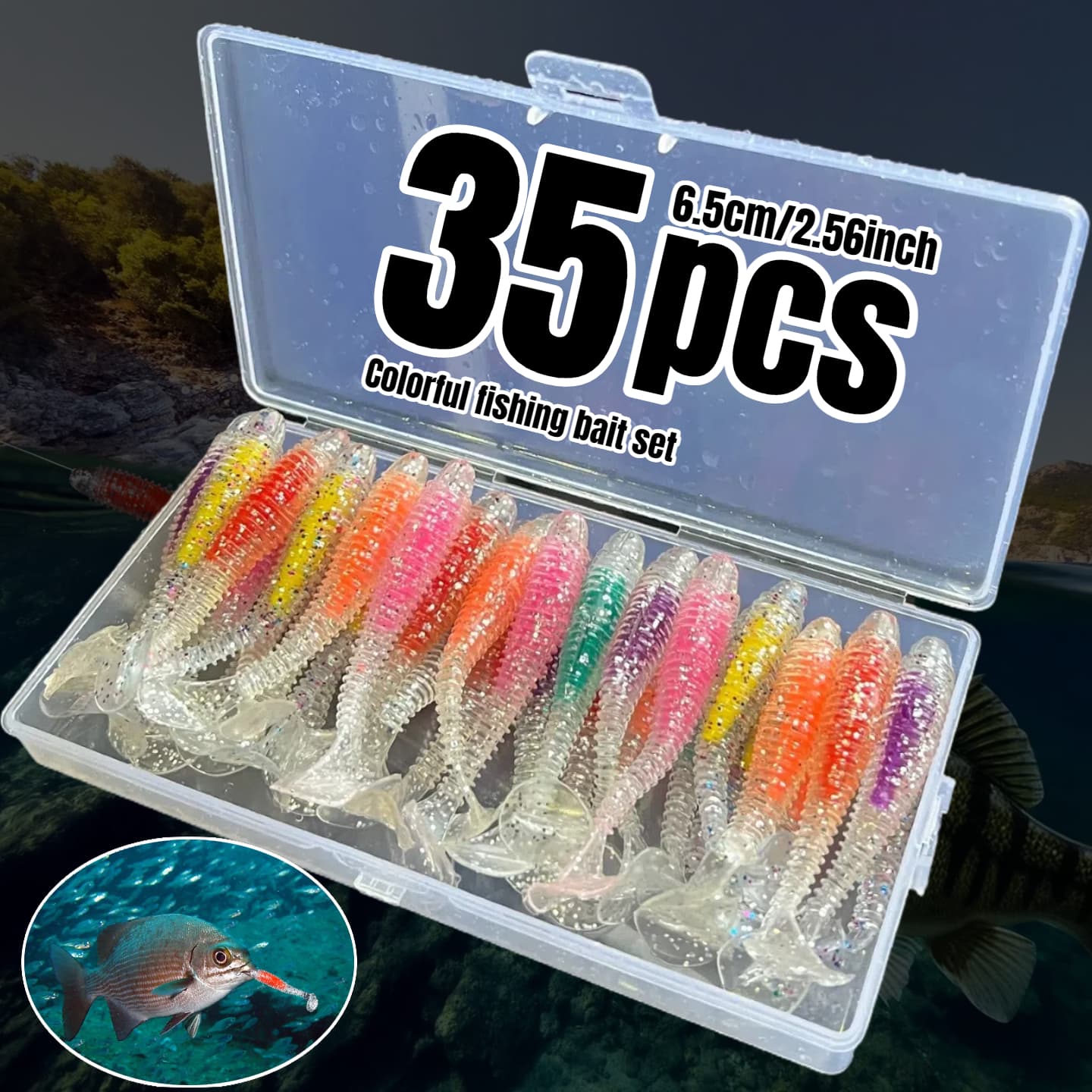 TEMU 35pcs Bait, Mixed Color 6.5cm/2.56inch Is Suitable For Fishing Pike, , , Trout, , Helping Increase Their Catches.