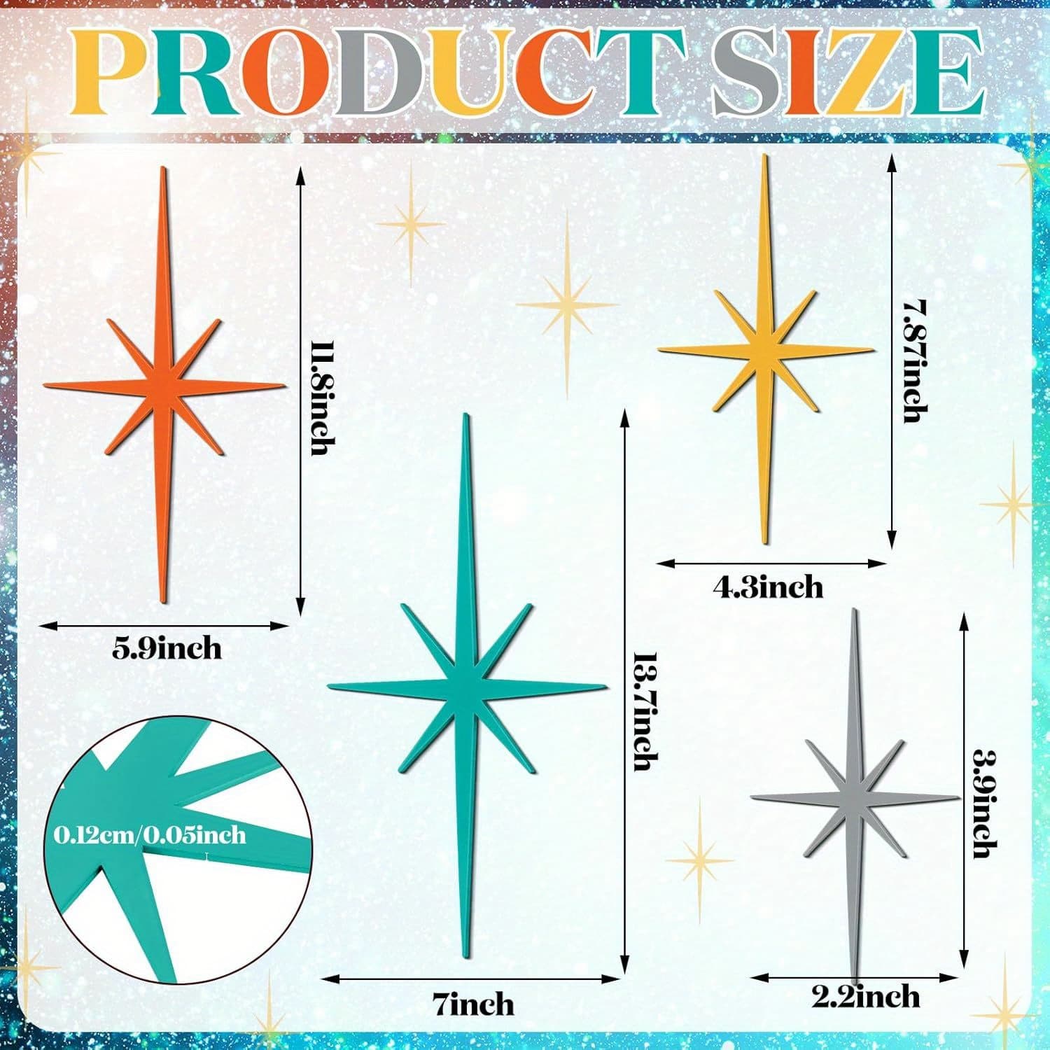 TEMU 4pcs Mid-century Modern Metal Wall Sculpture - 4-pc Atomic For Living Room & Office Gift