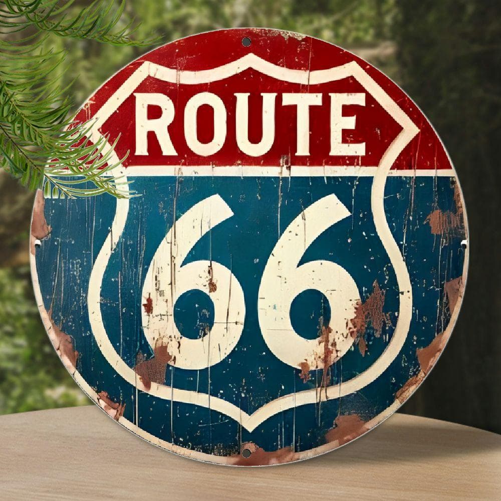 TEMU 2d Flat - 1pc "" Retro Metal Sign - 8x8 Inch Vintage Wall Decor For Road , Garage, Or Study, Road Trip Decor|vintage Design|durable Metal Sign, Decor