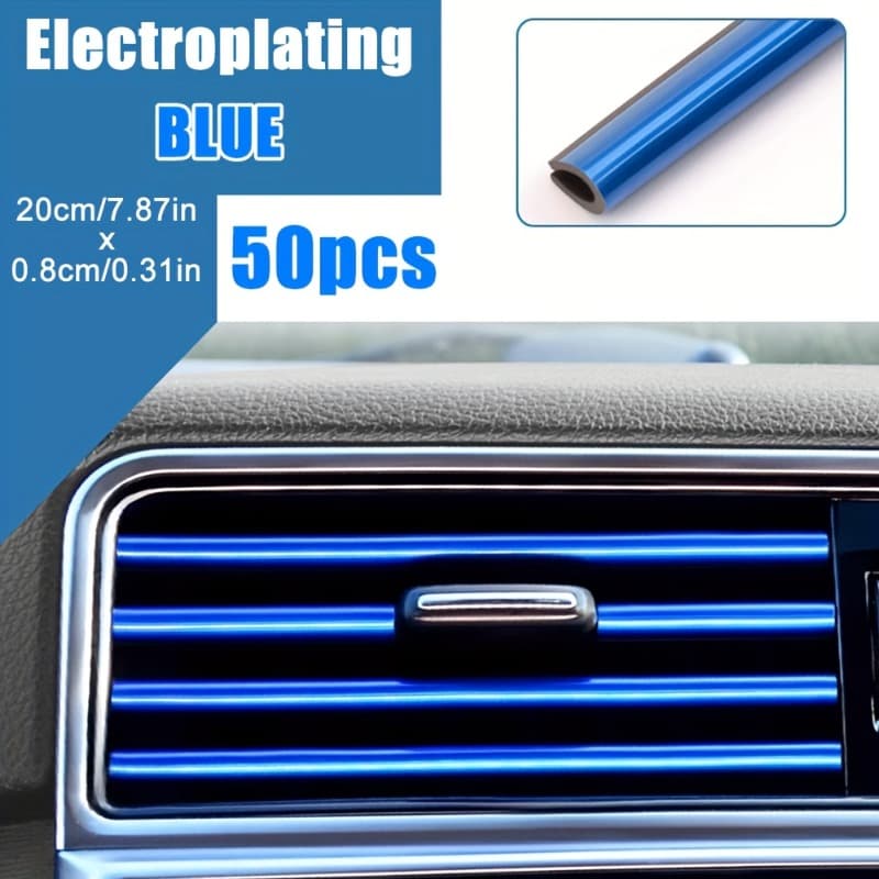 TEMU 50pcs Universal Car Air Vent Trim Strip, Waterproof Flexible Shiny Car Air Vent Interior Additions, Suitable For All Air Vents, Car Interior Additions