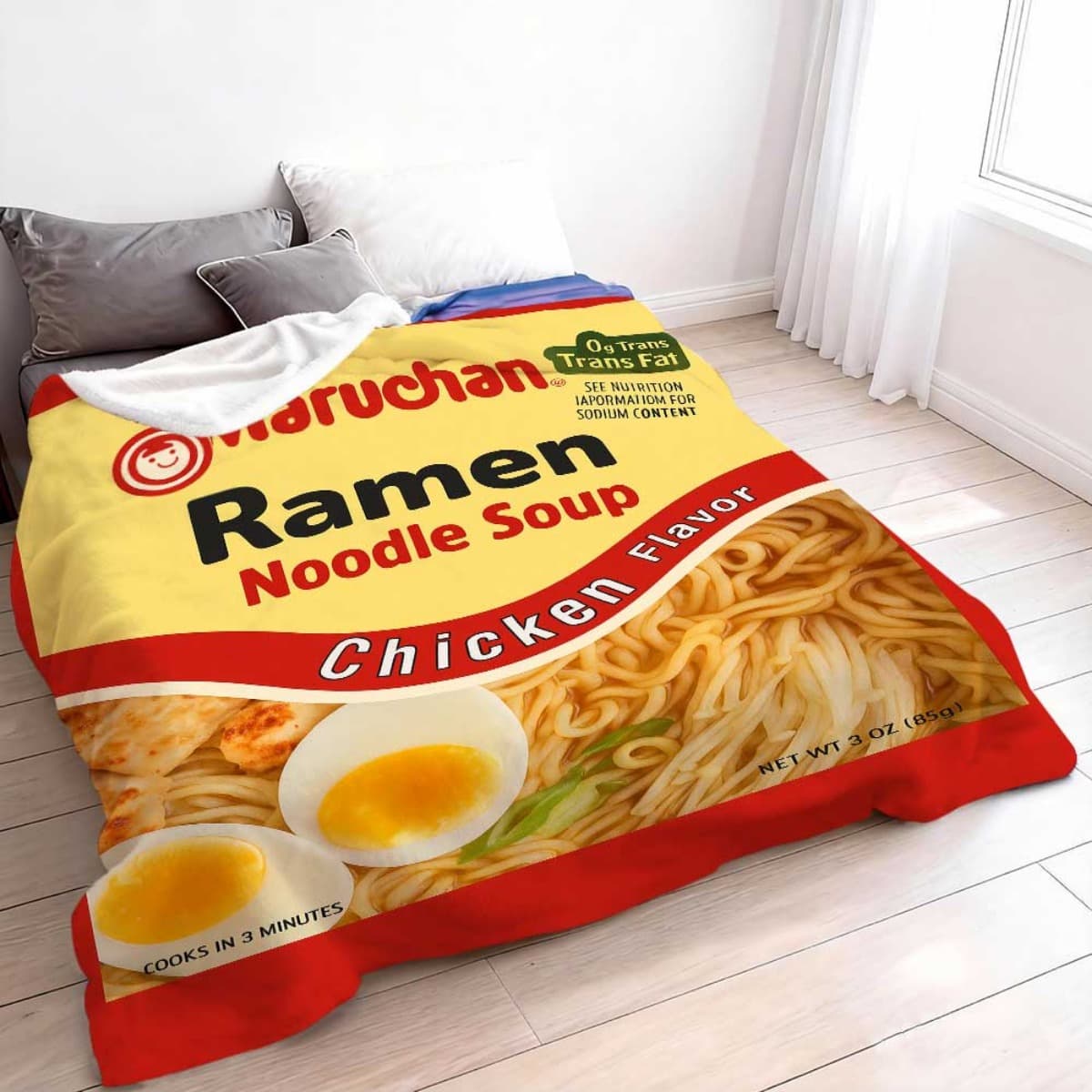 TEMU Ramen-themed Throw Blanket Suitable For All - Noodle Print Bedspread With Ramen Bowl & Noodle Patterns, For, Car, Camping Gift For &, Bedspread For Couch Or Travel Use