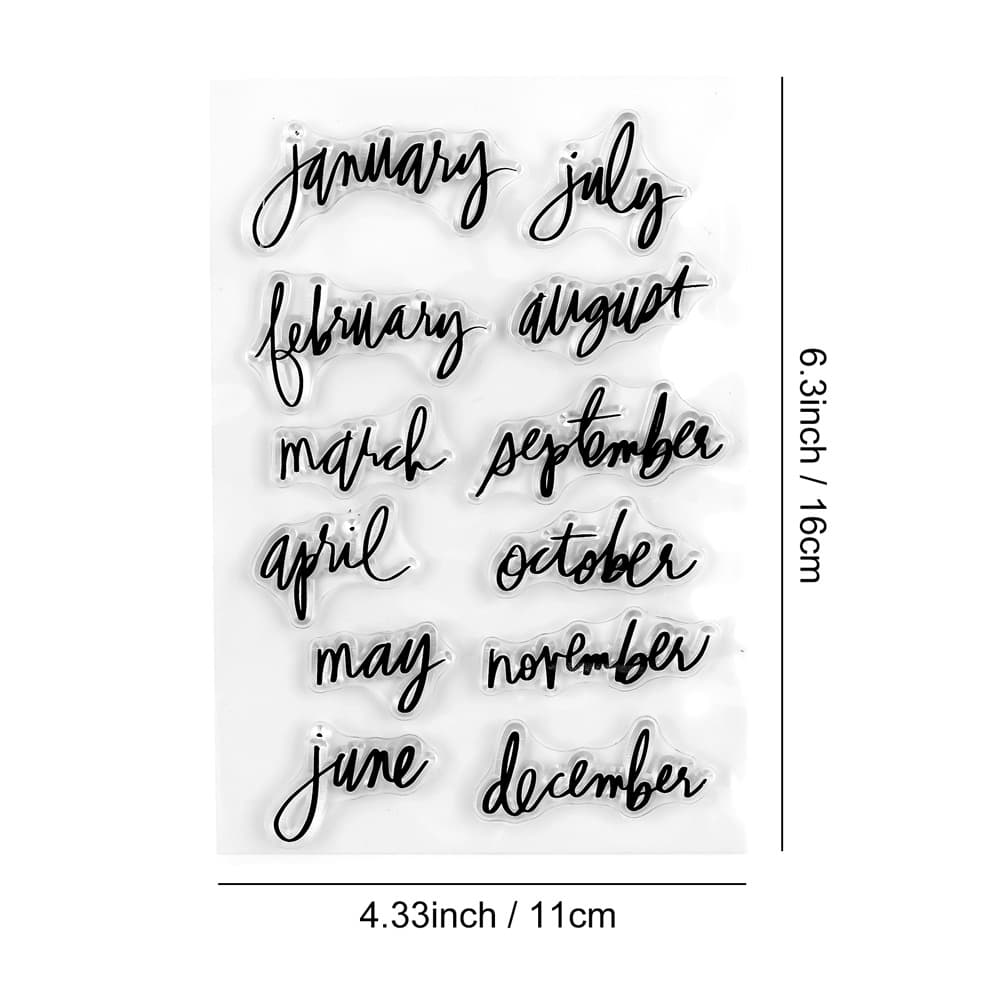 TEMU Art Font Month Series Clear Stamp Clear Stamps For Diy Crafting Scrapbooking Supplies Photo Album Decorative Paper Card Making Rubber Stamps Seal