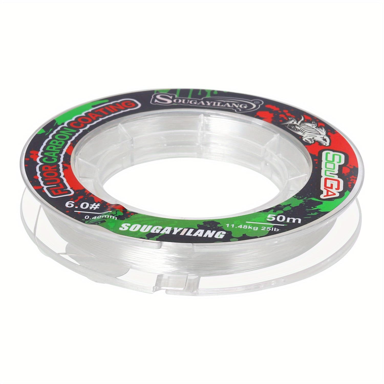 TEMU Sougayilang Invisible Fluorocarbon Coating Fishing Line - 50m Carbon Fiber Coated, Super Strong, Abrasion Resistant, Fast Sinking Leader Line For Trout