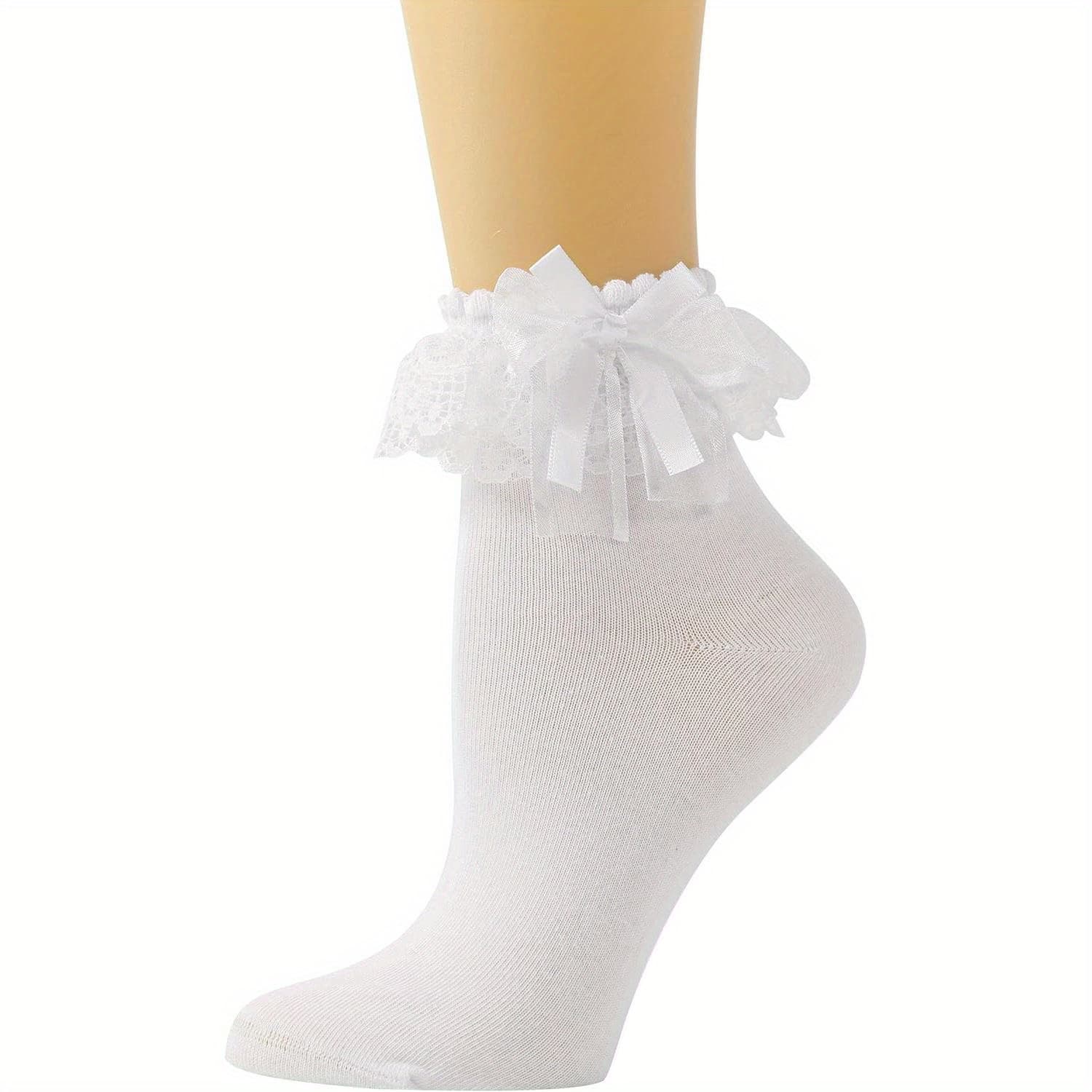 TEMU Women Ankle Socks, Lace Ruffle Frilly Comfortable Princess Socks