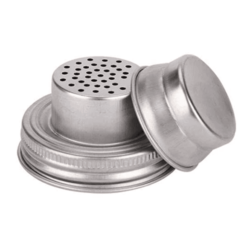 TEMU 1set Stainless Steel Mason Jar Shaker Lids, Spices, Sugar, Salt, Pepper Dispensers For Standard Mason Jars, Kitchen Gadget