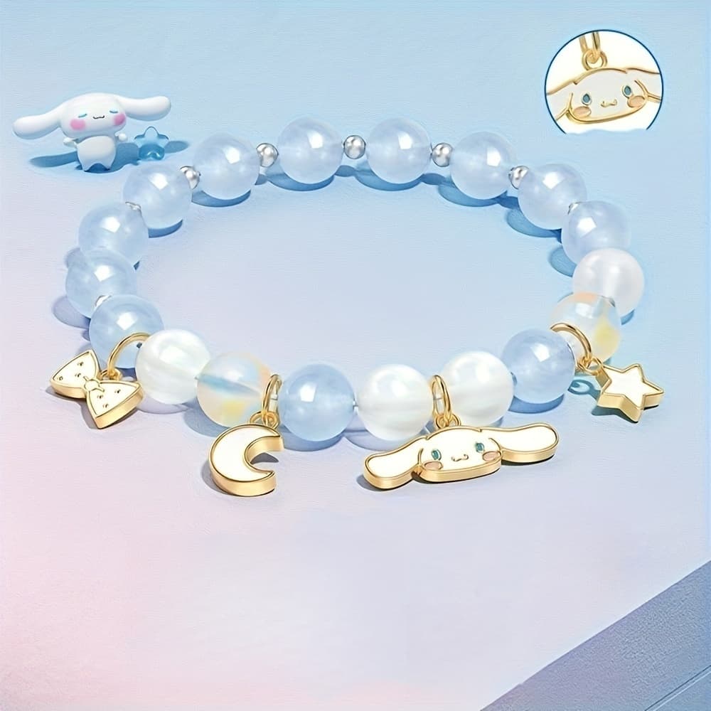 TEMU 1 Piece Cinnamoroll Bracelet, Elegant And , Jewelry Gift For Women, With Moon And Star Pendant
