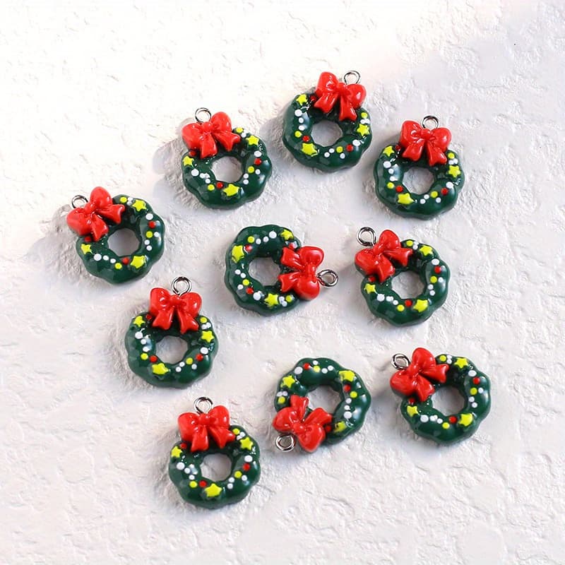 TEMU 10 Christmas Decoration Resin Ornaments, Perfect For Jewelry Making - Ideal For Earrings, Necklaces, Bags, And Keychain Crafts