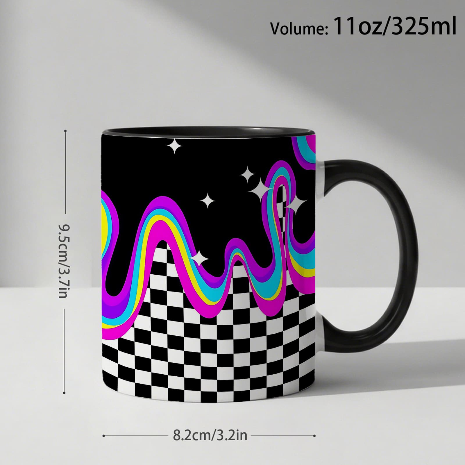 TEMU 1pc, 11oz Rainbow Pattern Coffee Mug, Y2k Style Drinkware, Creative And Funky Design Cup For Office Home Daily Use, Ideal Gift For Colleagues On Birthday Holidays