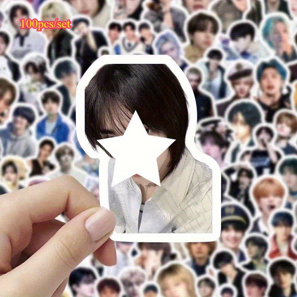 TEMU 100pcs Kpop Skz Men' Theme Sticker Set, Designed By A Korean Team, Star Merchandise, Suitable For Backpack Hanging Accessories, Water Bottles, Diy Essential Accessories, Fan , Edition !