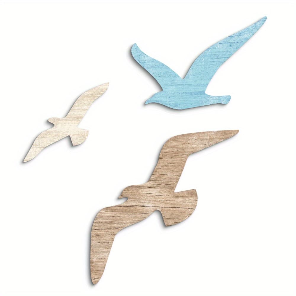 TEMU Putuo Decor 3pcs Marine Style Seagull Element Wall Stickers Pvc Sign Decor, Wall Art Decoration For Home Room Bar Pub Beach House, Gift