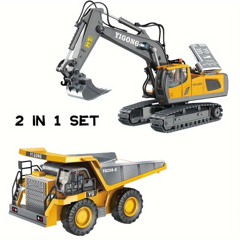TEMU 5pcs, 4pcs, 3pcs, 2pcs, Engineering Vehicle Set, 2.4g 13-channel Excavator Dump Truck Bulldozer Alloy Plastic Engineering Vehicle Construction Toy Car Set thumbnail 2