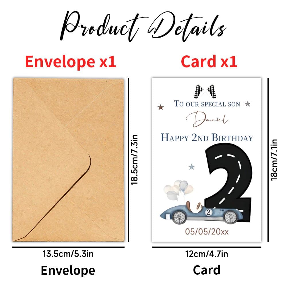 TEMU Custom Greeting Card, Tailored Birthday Card For Son, Daughter, , Humorous Card For Him/her, Featuring Racing Car And Design