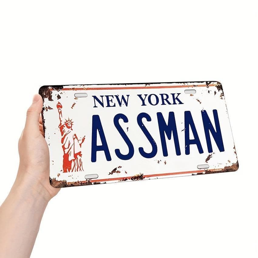 TEMU 1pc New Vintage License Plate - Heavy-duty Metal Ny Car Tag With Pre-drilled Holes, Large 6x12 Inch Retro License Plate For Garage, For Man Cave, Bar Decor - Gift For , License Plate Frame
