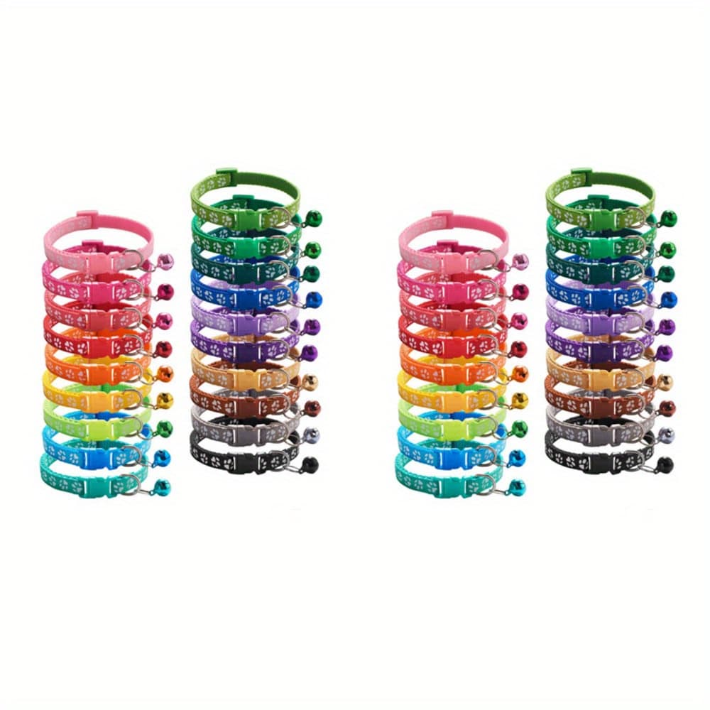 TEMU 38pcs Adjustable Pet Collar Set - Jingly Bell, High-visibility Reflective , Durable & Tear-resistant For Small Dogs And Cats - Adorable Safety Buckles