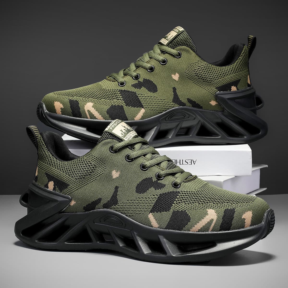 TEMU Men's Lightweight Breathable Camo Hiking & Running Shoes - Eva Cushioned Md Sole, Low- For Outdoor & Casual Wear, Hiking Accessories