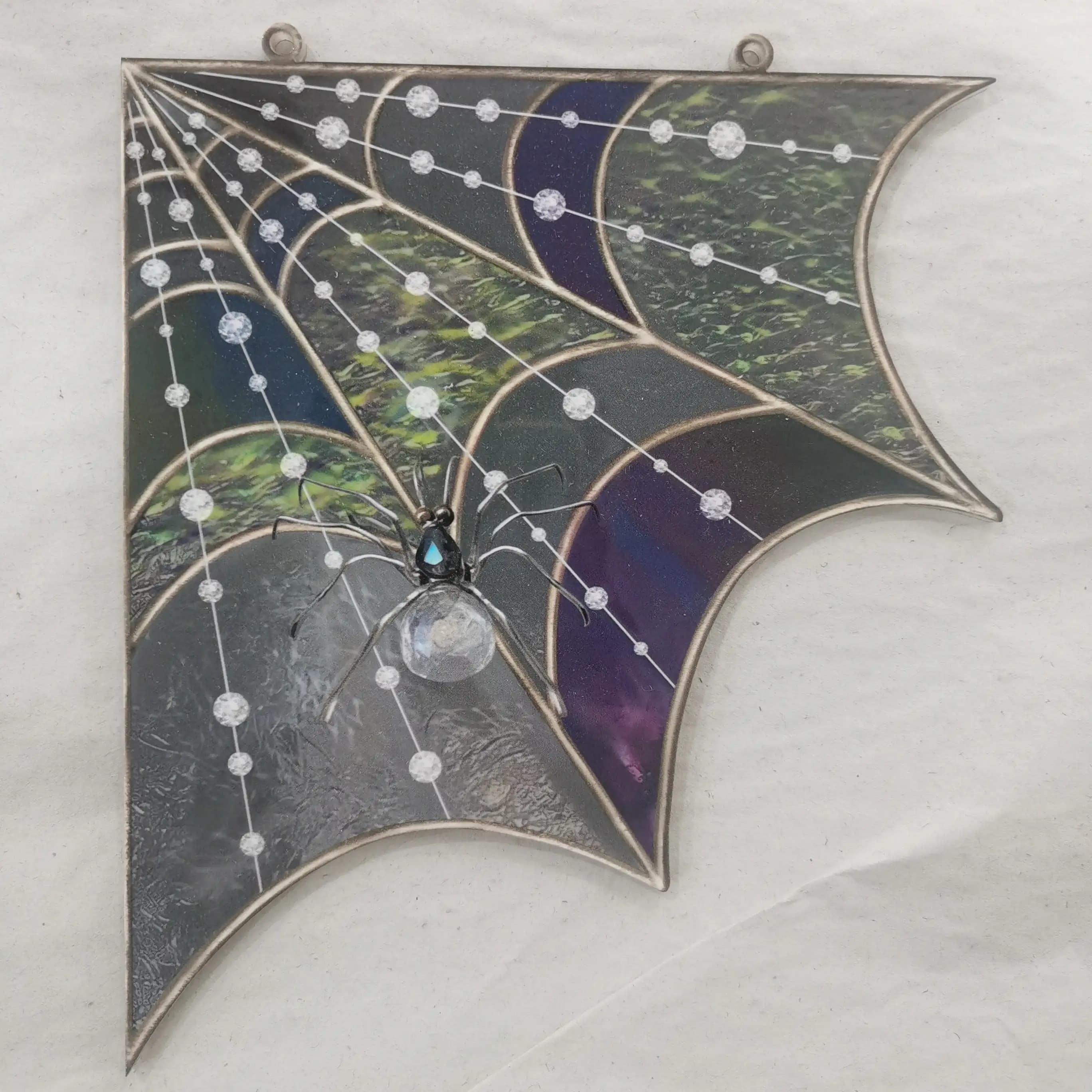TEMU 2d Flat, [2d Flat] 2d Flat, Halloween Web Corner Decoration, Acrylic Web Door Top With Design, No Electricity Required, Wall-mounted Art Ornament, 2d Flat