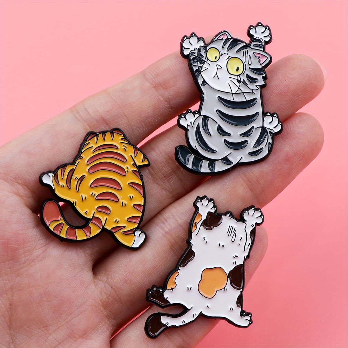 TEMU 3pcs/set Cat Lapel Enamel Pins And Brooches Badge Pins For Backpacks Bags Backpack Cool Decoration Friend For Gifts