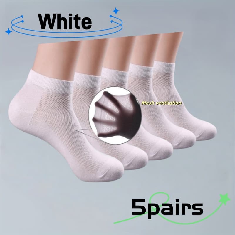 TEMU 5 Pairs Of Solid Color Mesh Breathable Classic Women's Boat Socks, Perfect For Spring And Summer With A Versatile Design