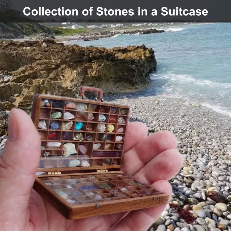 TEMU 1pc Brown Mini Stone Collecting Tote, 33 Compartments Gemstone Organizer Collectible Small Boxes For Collecting Play Home Decoration