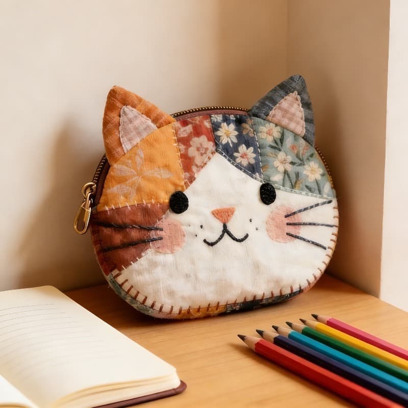TEMU Of A Cute Japanese-style Cartoon Cat Coin Purse, A Spacious And Portable Makeup Bag Perfect For