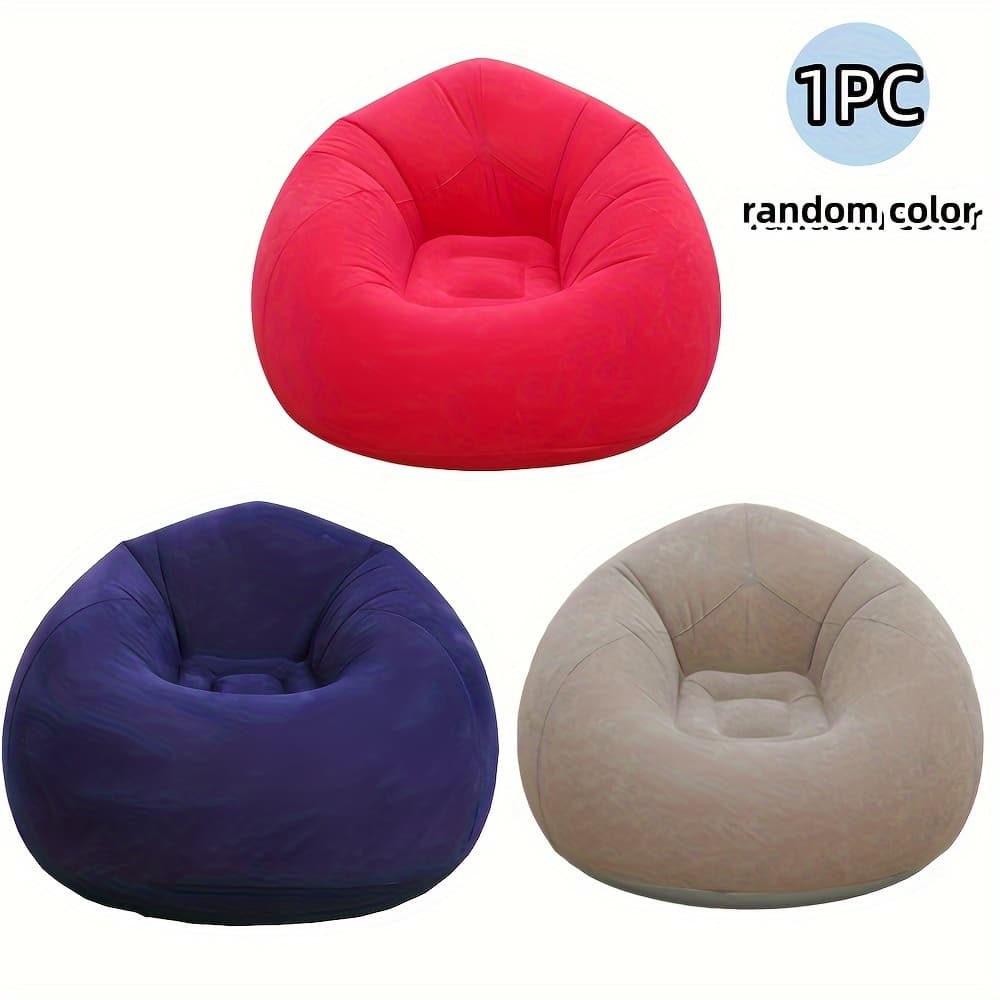 TEMU 1pc Inflatable Ball Sofa Random Color Single Lounge Sofa Chair Flocking Sand Outdoor Camping Portable Foldable Sofa
