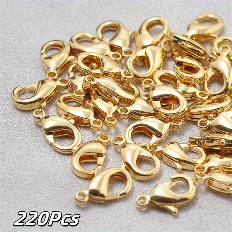 TEMU 220pcs Silvery Lobster Clasps For Crafting Decorations, 12mm Size, Suitable For Necklace And Bracelet Connections