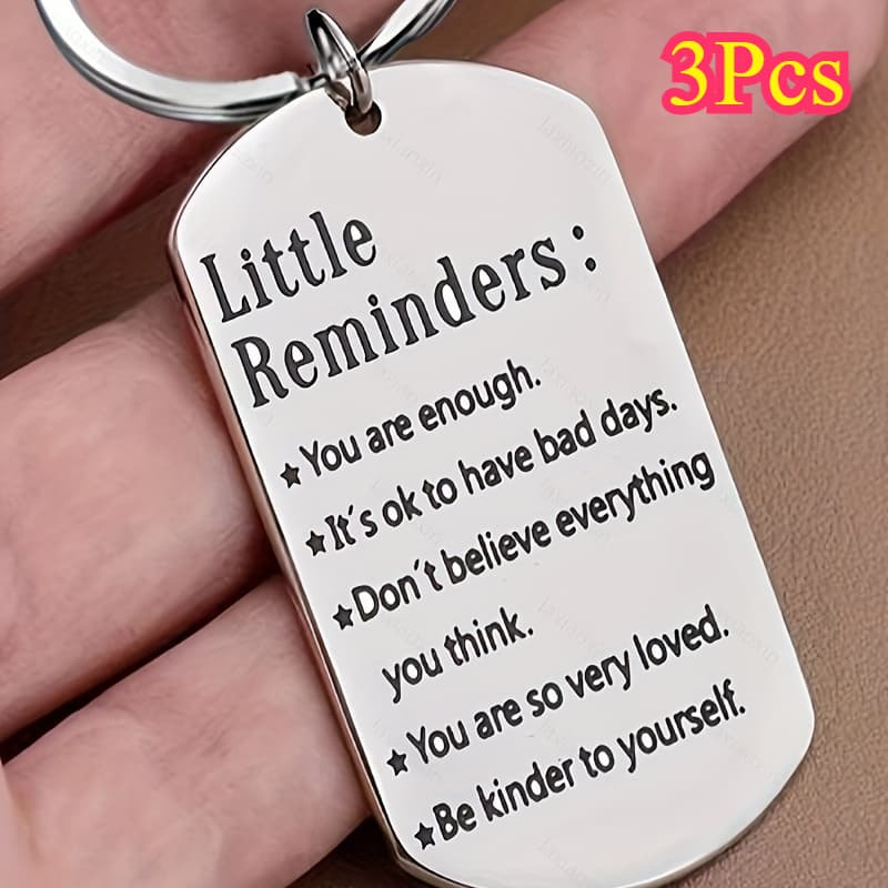 TEMU Set Of 3 Stainless Steel Keychains Featuring Motivational Quotes - Ideal Personalized Gift For Men And Women For Birthdays And Christmas