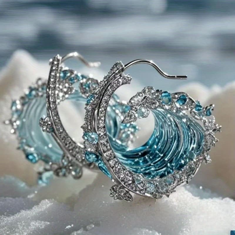 TEMU Copper Ocean Wave Earrings - Nautical Wave Studs, Durable Suitable For Birthdays, Anniversaries, Graduation Gifts, Coastal Jewelry For Daily Wear & Party, Affordable Elegant Wearable For Budgets