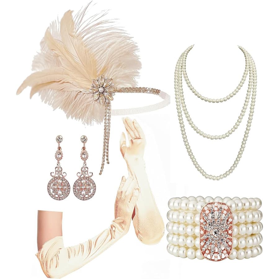 TEMU 4/ 5pcs New European And Yellow Feather Tassel Hairband Makeup Women's Jewelry Set Women's Jewelry Set