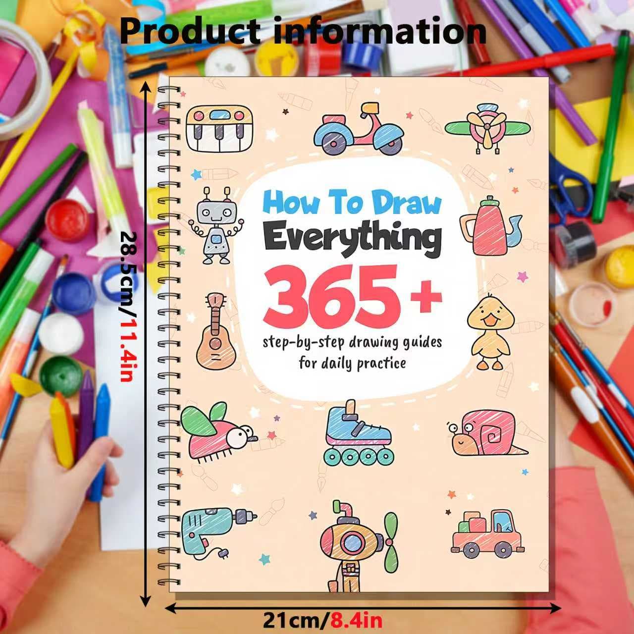 TEMU 365+ Drawing Guides For Beginners | Spiral-bound Planner Page, Ideal For , Perfect For Birthdays, Christmas, Halloween, Relaxation, Focus Improvement, And Creativity Unleashing