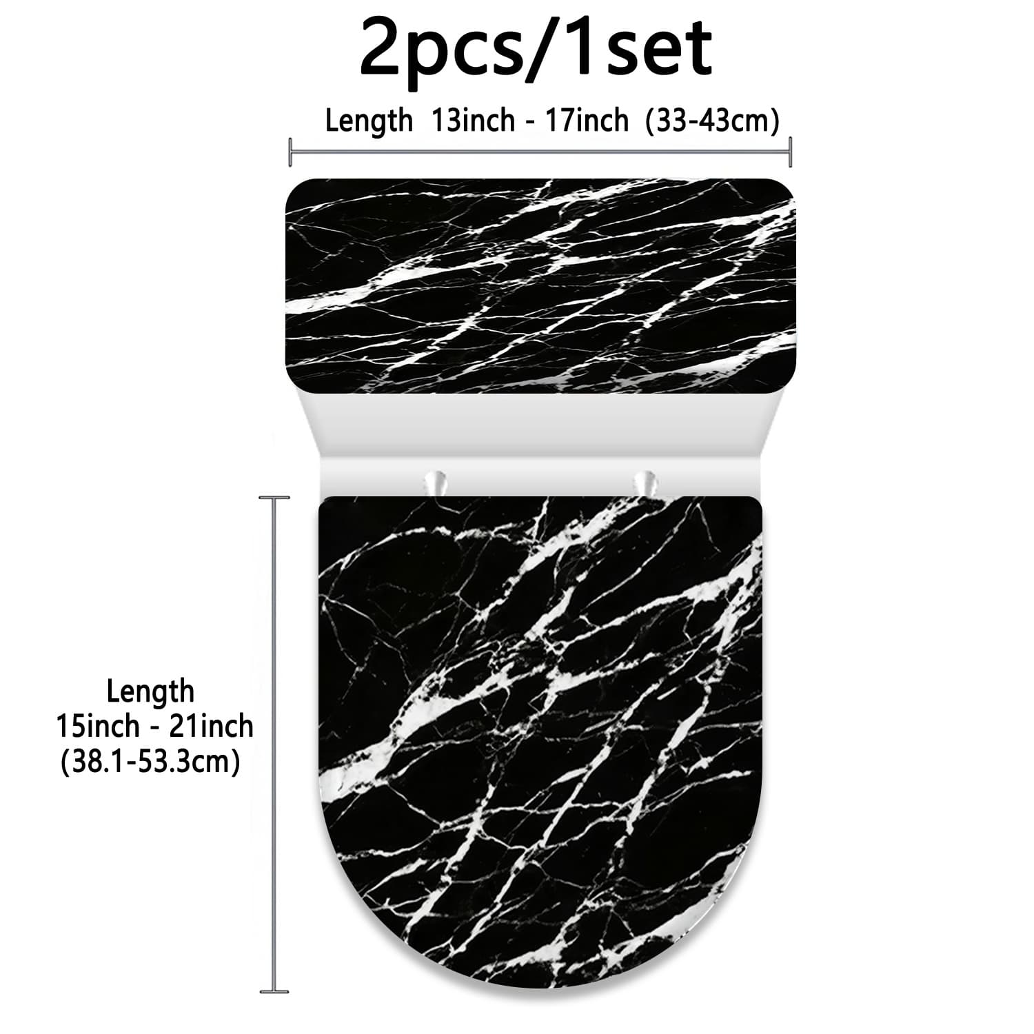 TEMU Black And White Texture Pattern Printed Toilet Lid Tank Cover Cloth Set, 2d Flat Universal Bathroom Decorative Toilet Cloth Cover, Toilet Lid Cover, All-scene Applicable