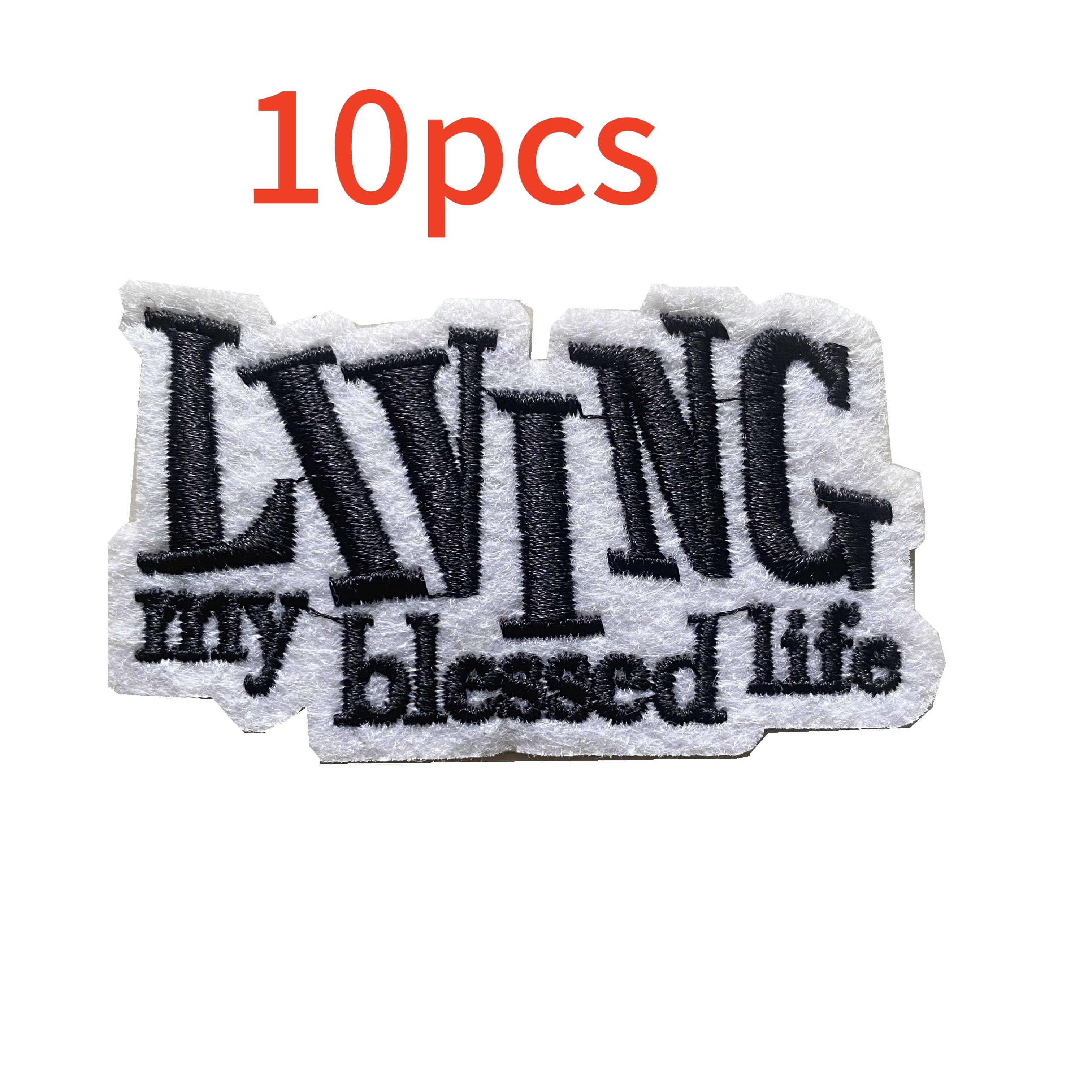 TEMU 10pcs High Quality Embroidery Letter Living Patch Sticker, Ironable Diy Clothes Bag Decorative Cloth Sticker, Jacket Hat Jeans Bag