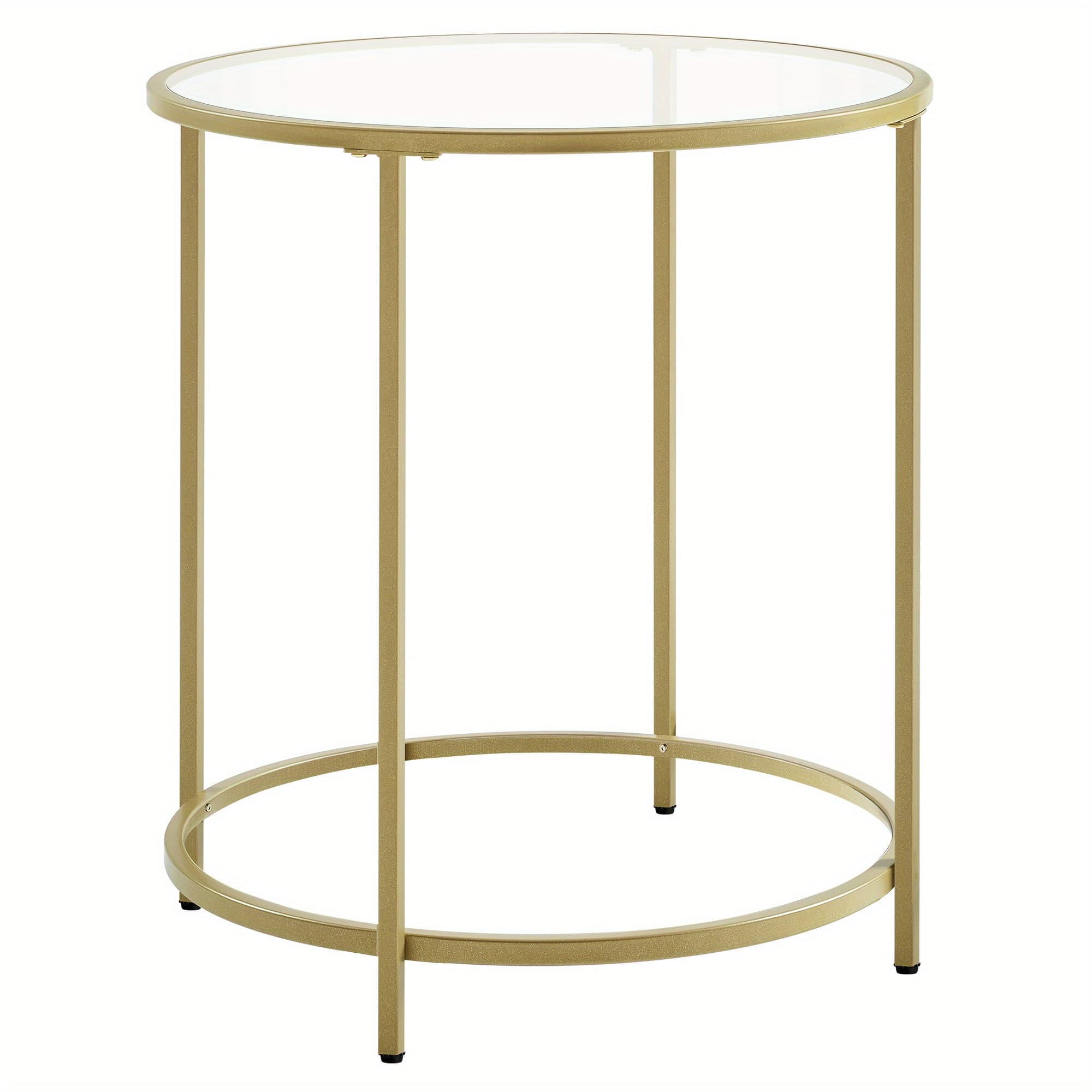 TEMU Round Glass End Table - Pet-friendly Display Side Table For Living Room, Storage Organizer With Easy Assembly For Balcony/ Bedroom