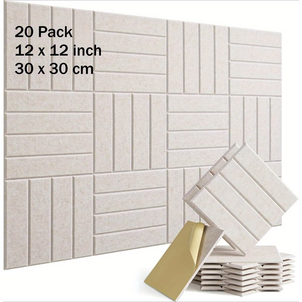 TEMU 20 Proofing Panels, 12 X 12 Inch Soundsbay Acoustic Wall Panels Self-adhesive, High Density Sound Absorbing Panels For Podcast Studio, Living Room, Offices, Black 30x30x0, 9cm