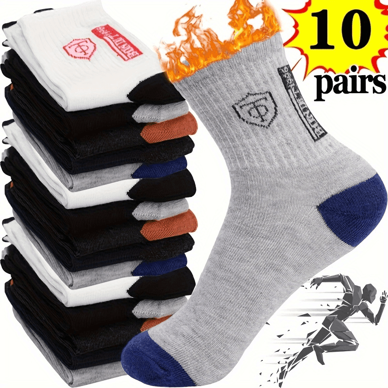TEMU 20pcs (10 Pairs)/10pcs 5 Paris, 's Socks, Medium Tube Deodorant And Sweat-absorbing, Fashionable Versatile Autumn And Winter Sports Socks