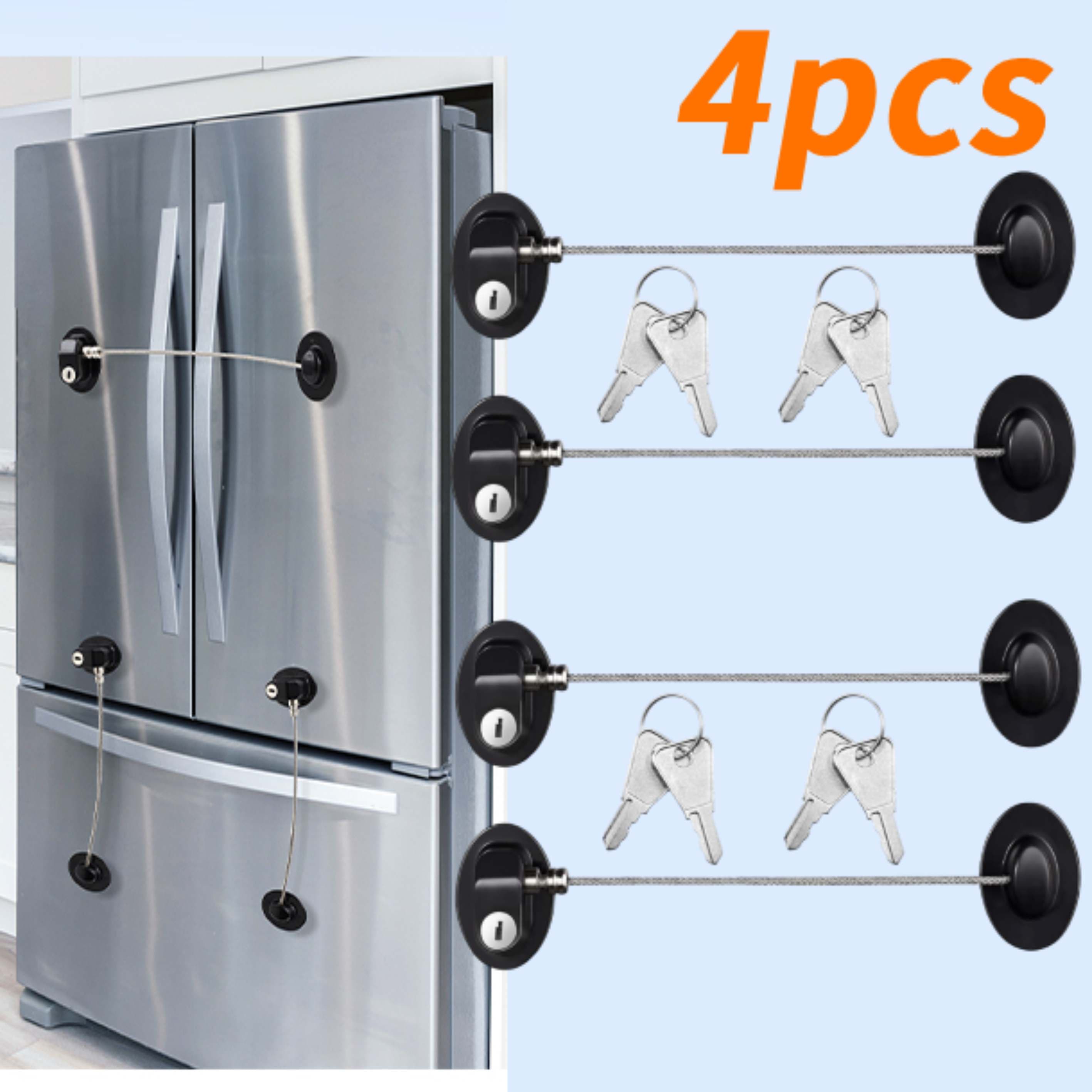 TEMU 4pcs Mini Refrigerator Lock With Key, Sturdy And Durable, , No Drilling Required, Suitable For Locking Refrigerators, Cabinets, And Ovens