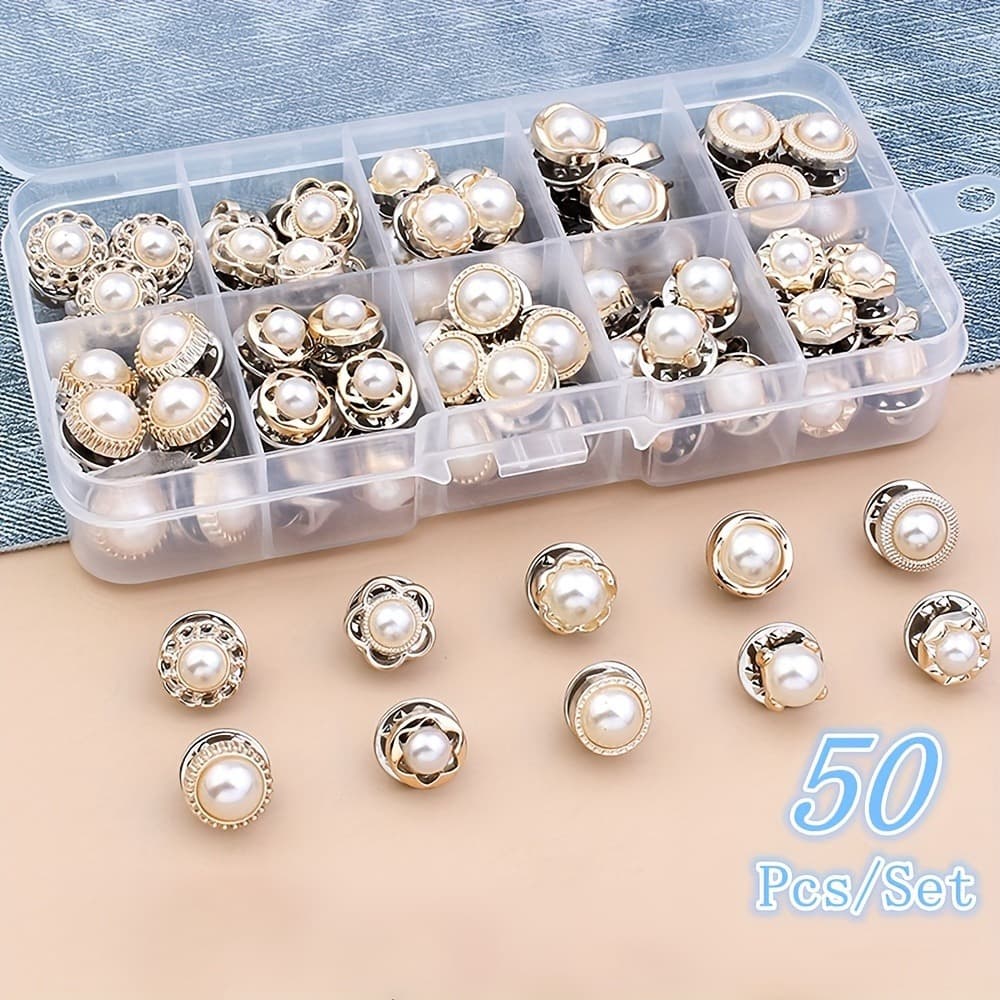 TEMU 50pcs/box Adjustable No Sew - Easy-to-use Detachable Craft Replacement Buttons With Pins For Preventing , Clothing Decoration, And Diy Projects
