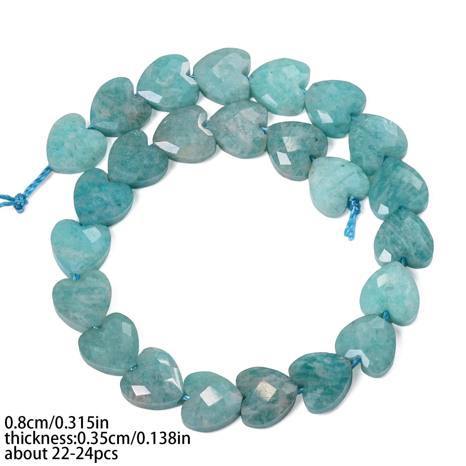 TEMU 8mm Natural Stone Amazonite Heart-shaped Loose Beads, For Jewelry Making Diy Bracelets, Necklaces, Earrings, Craft Accessories, Women's Gifts