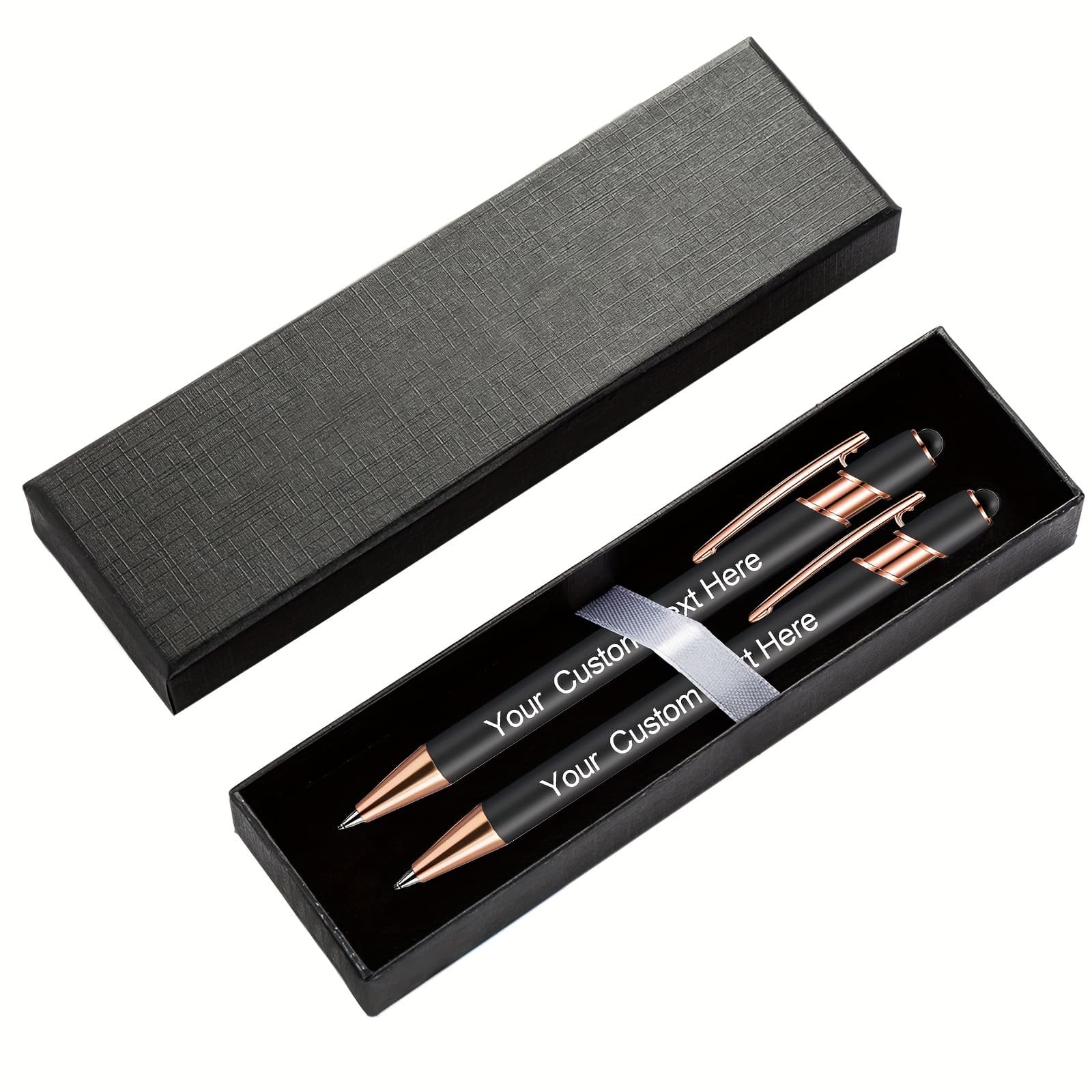 TEMU 2 Custom Metal Ballpoint Pens In A Gift Box, Perfect For Business, Promotional, Holiday, School, And Valentine's Day Gifts